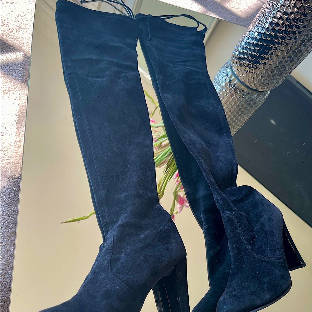 Stuart Weitzman over the knee highland suede boots Black
